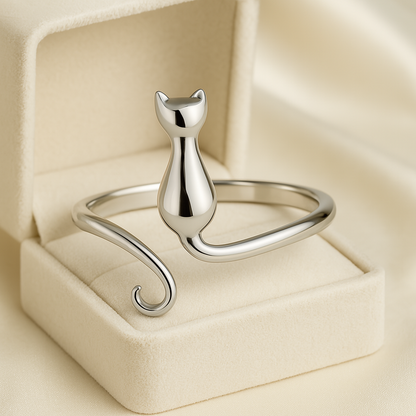Silberring Mit Katzenmotiv - MidnightRing