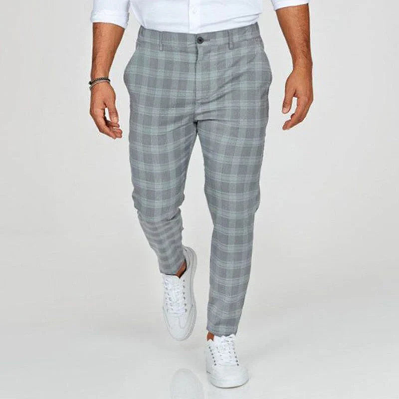 Slim Fit Cropped Check Trousers - Cornelius