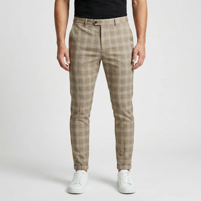 Slim Fit Cropped Check Trousers - Cornelius