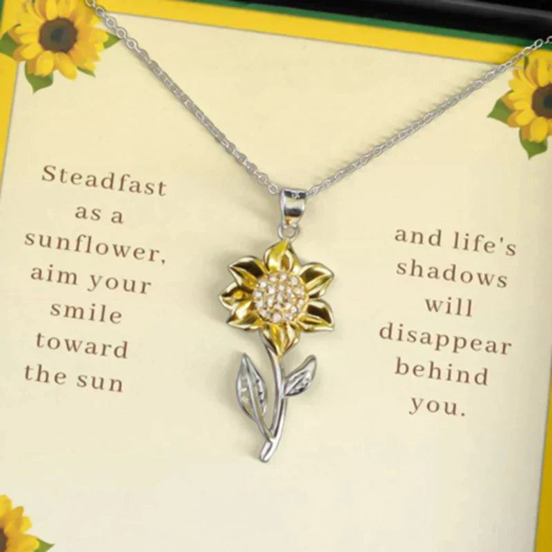 Goldene Damenkette aus Sterlingsilber mit Sonnenblumenanhänger – Marélie