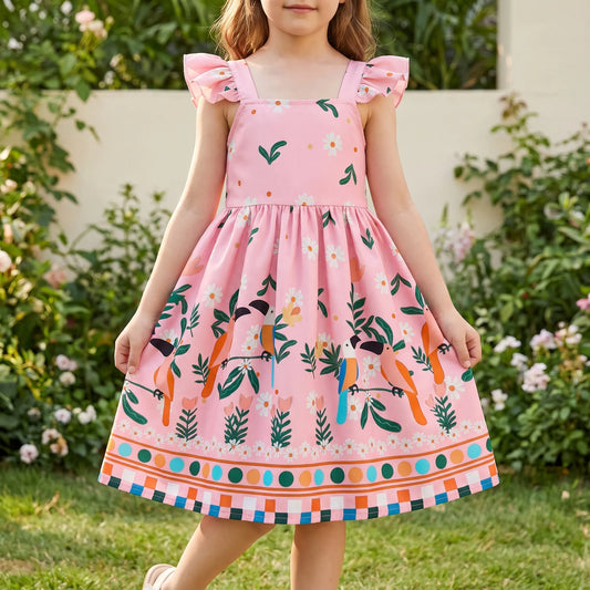 Sommerkleid Für Mädchen Mit Tropischem Print - Tropela