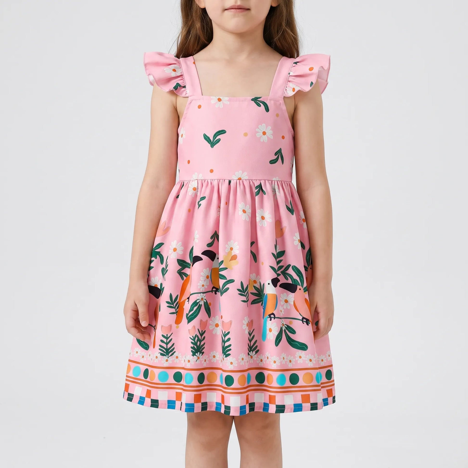 Sommerkleid Für Mädchen Mit Tropischem Print - Tropela