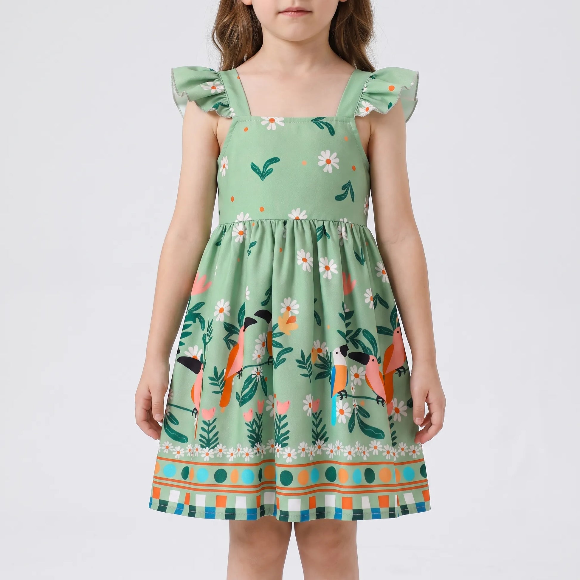 Sommerkleid Für Mädchen Mit Tropischem Print - Tropela