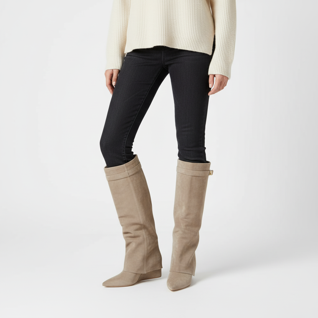 Spitzer Zehenstiefel Mit Verdecktem Keil - Paisley