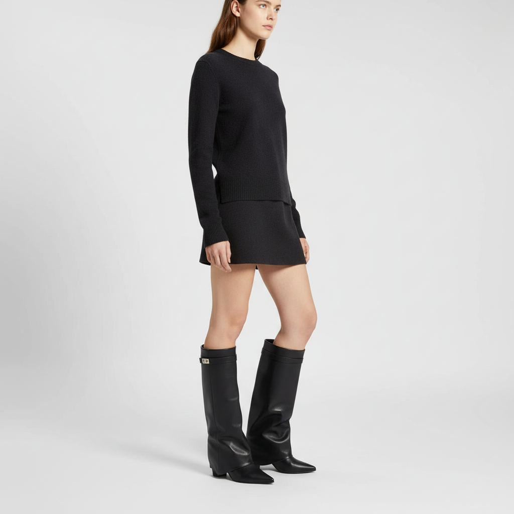 Spitzer Zehenstiefel Mit Verdecktem Keil - Paisley