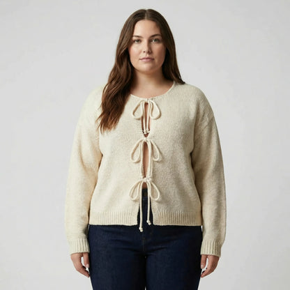 Strickjacke Mit Bindedetails In Großen Größen - Renee
