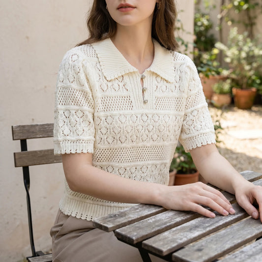 Strickshirt Damen Kurzarm -  Marjorie