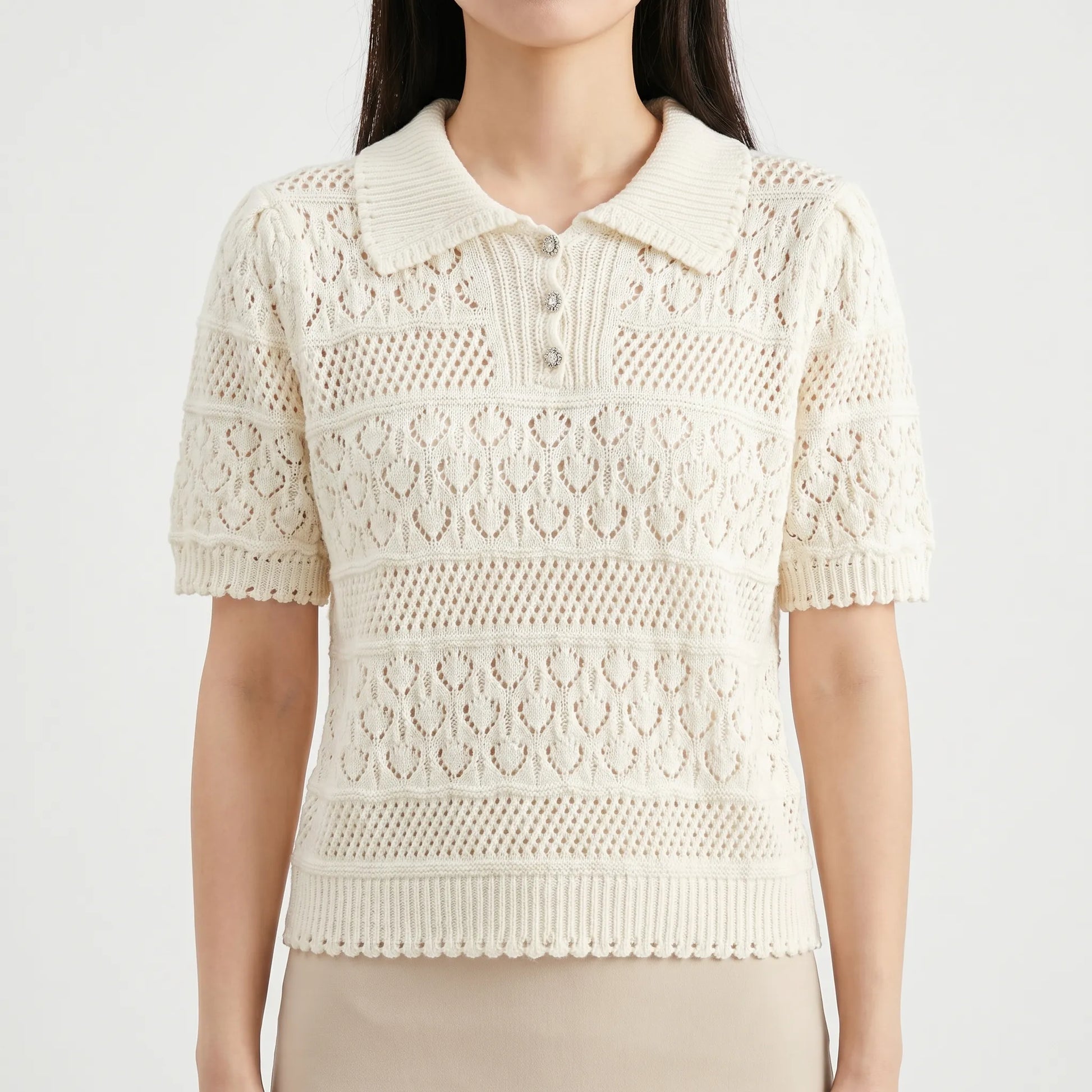 Strickshirt Damen Kurzarm -  Marjorie