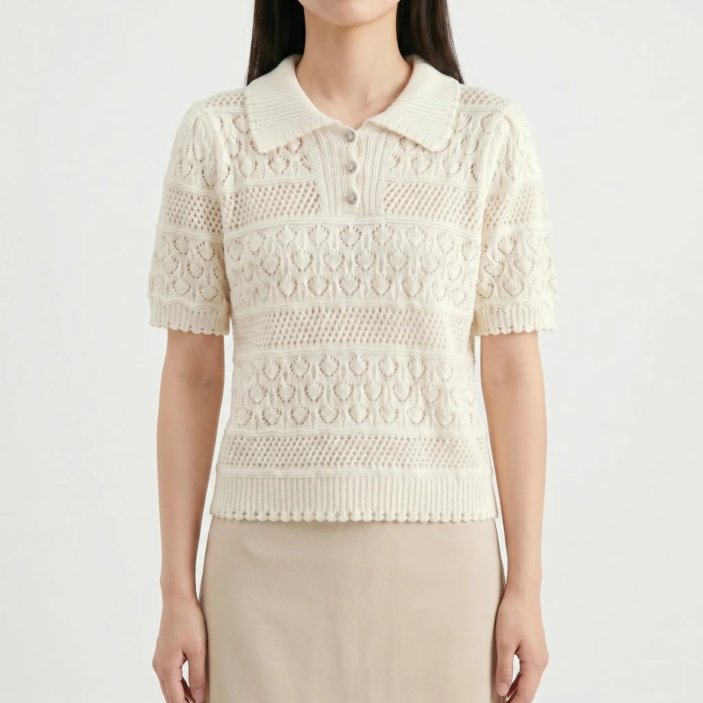 Strickshirt Damen Kurzarm -  Marjorie