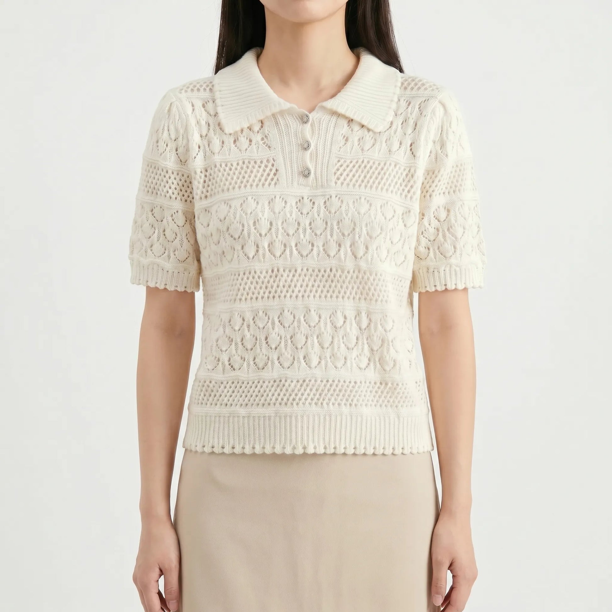 Strickshirt Damen Kurzarm -  Marjorie