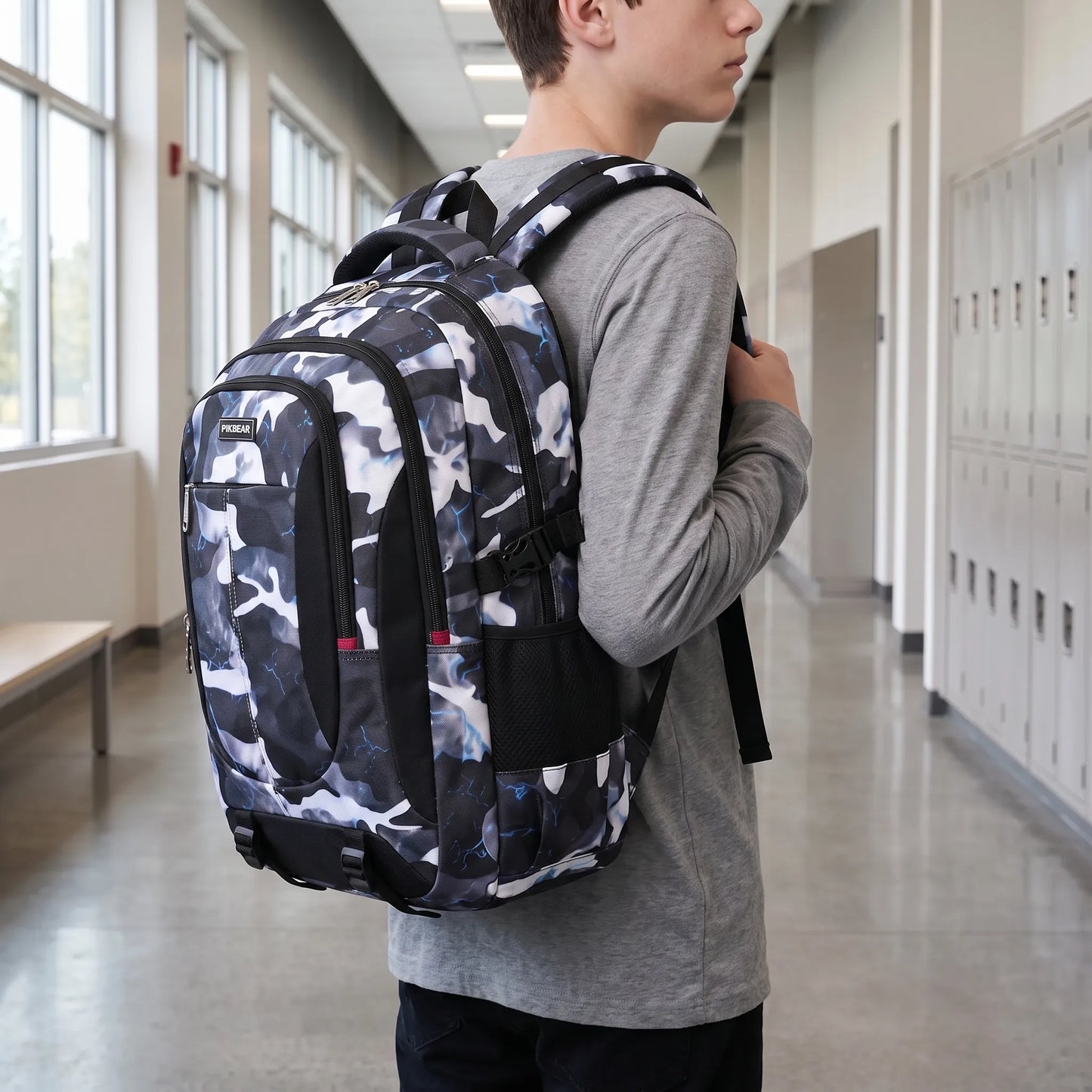 Strukturierter Multi-Fächer-Schulrucksack - Zenthos