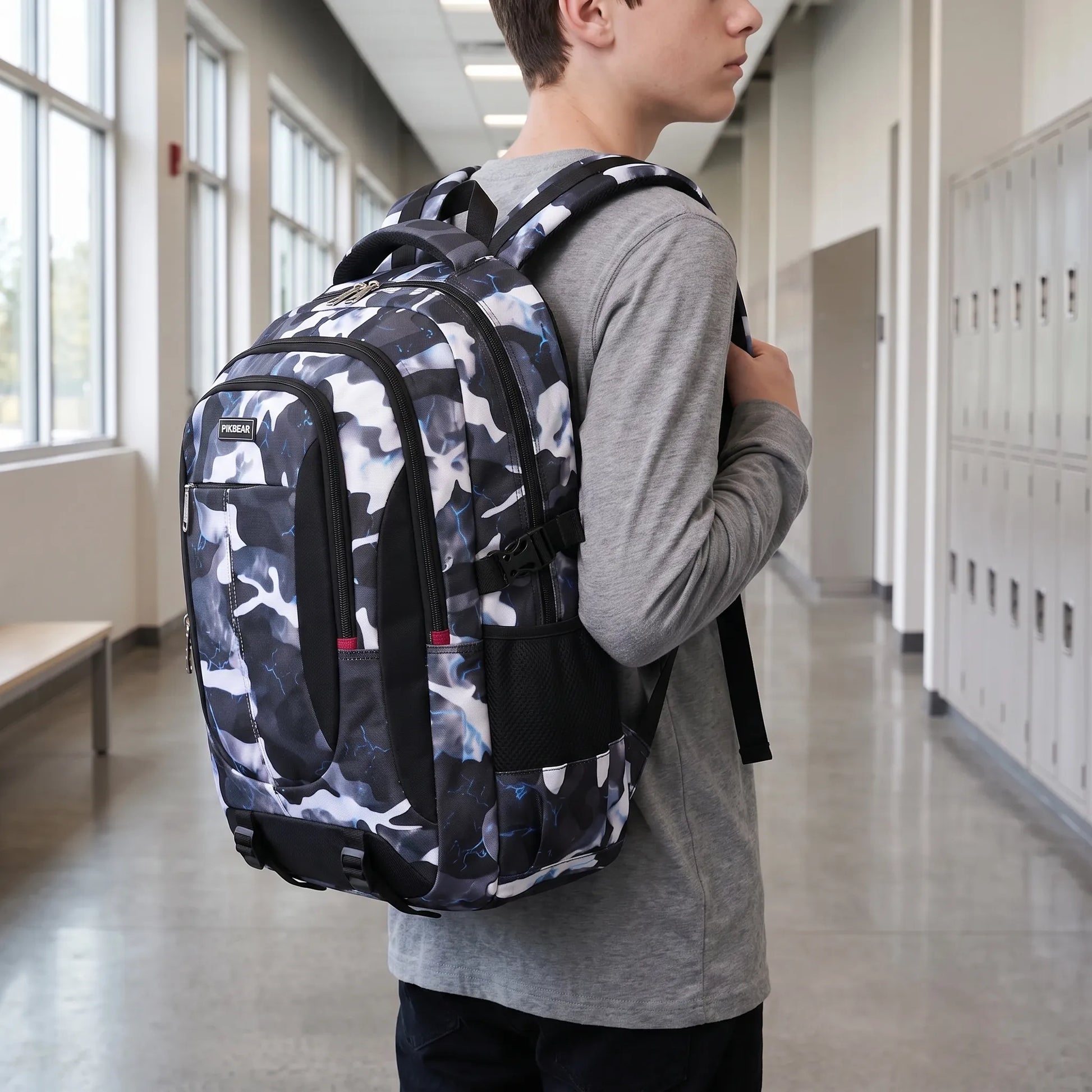 Strukturierter Multi-Fächer-Schulrucksack - Zenthos