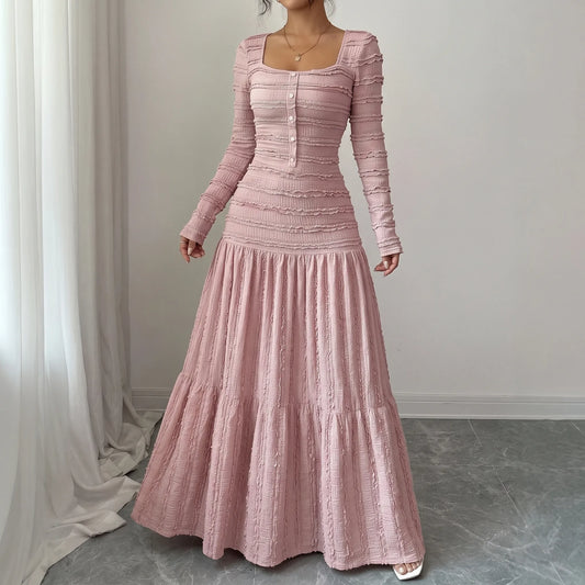 Strukturiertes Maxi-Strickkleid Mit Stufenrock - Rachael