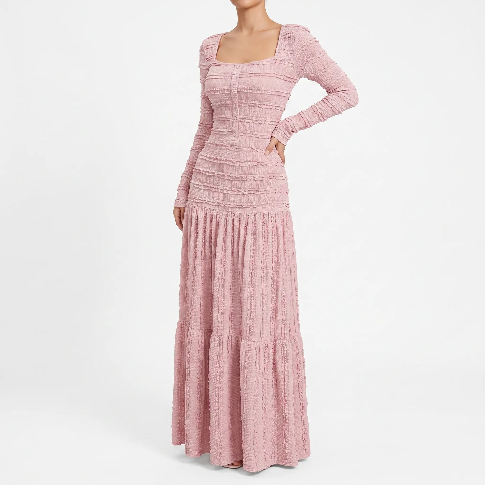 Strukturiertes Maxi-Strickkleid Mit Stufenrock - Rachael