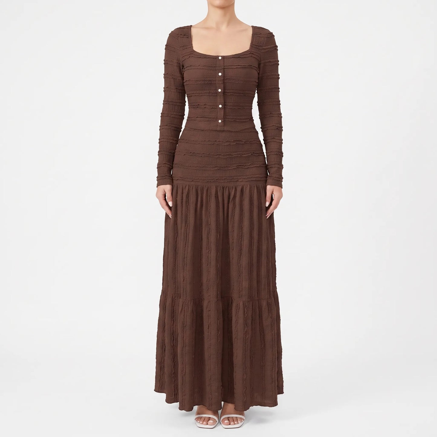 Strukturiertes Maxi-Strickkleid Mit Stufenrock - Rachael