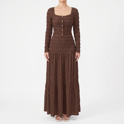 Strukturiertes Maxi-Strickkleid Mit Stufenrock - Rachael