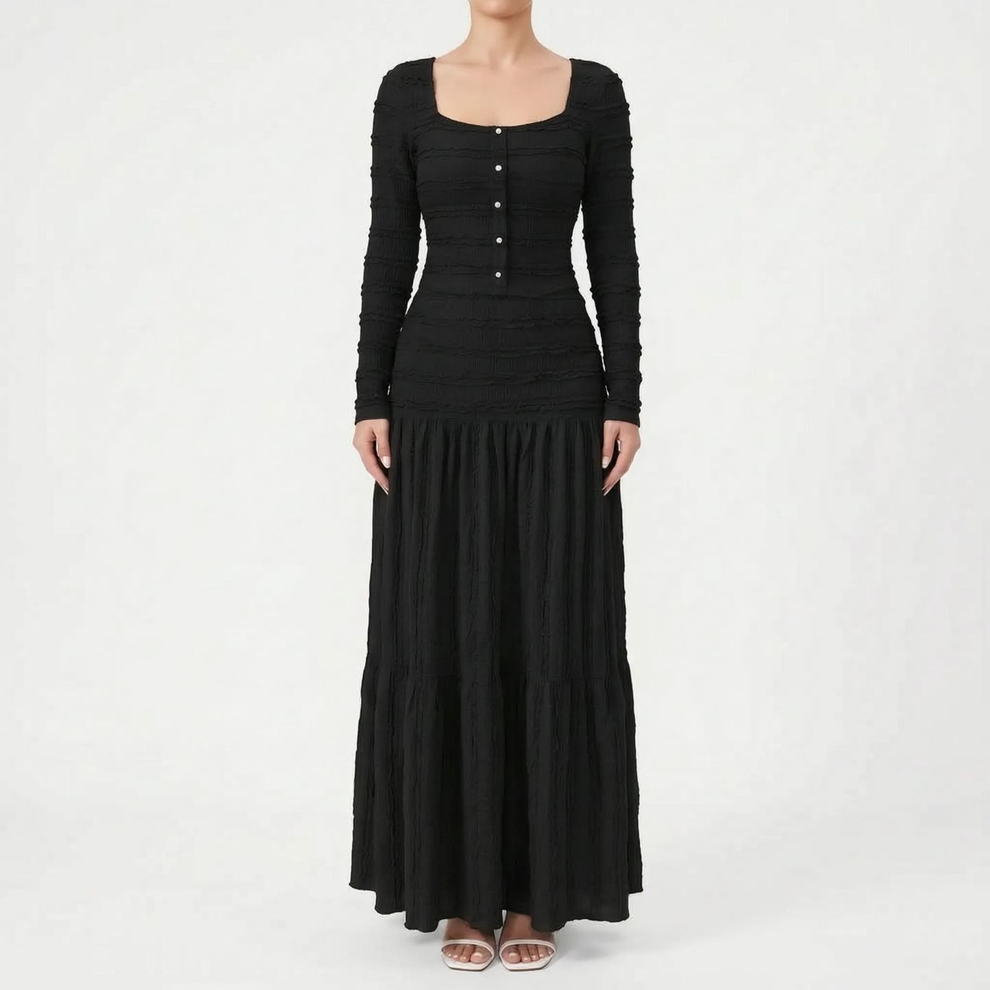 Strukturiertes Maxi-Strickkleid Mit Stufenrock - Rachael