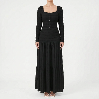 Strukturiertes Maxi-Strickkleid Mit Stufenrock - Rachael
