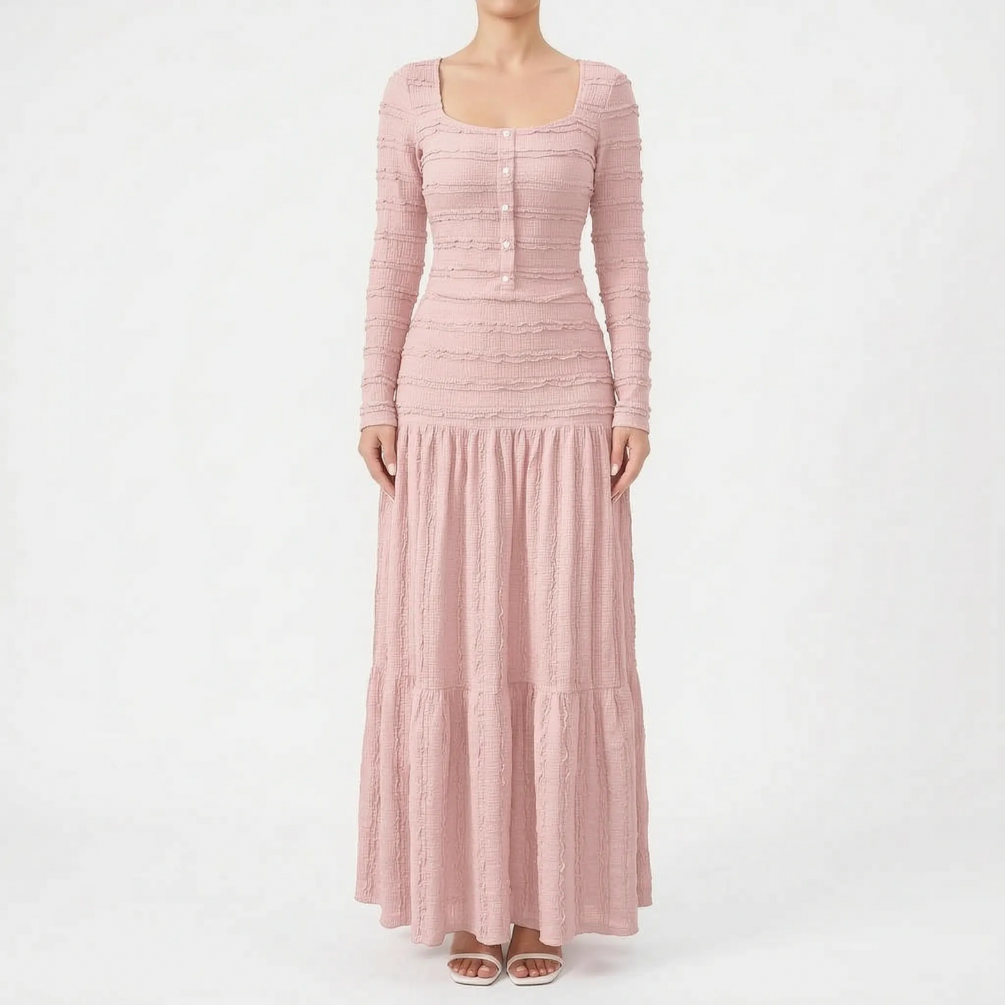 Strukturiertes Maxi-Strickkleid Mit Stufenrock - Rachael