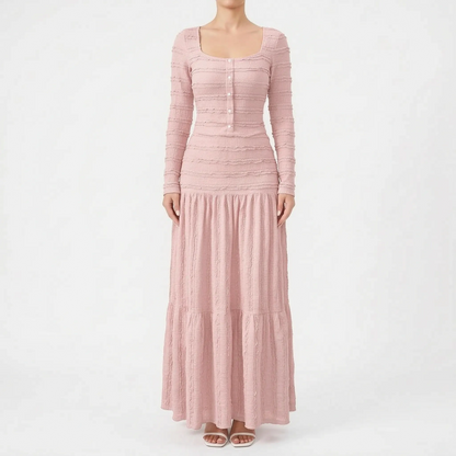 Strukturiertes Maxi-Strickkleid Mit Stufenrock - Rachael