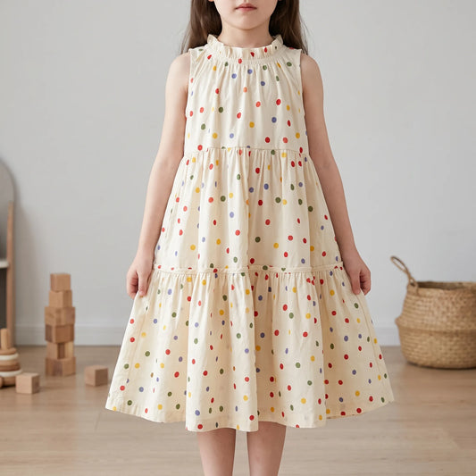 Stufen-Sommerkleid Polka Dots Ohne Ärmel - Dotella