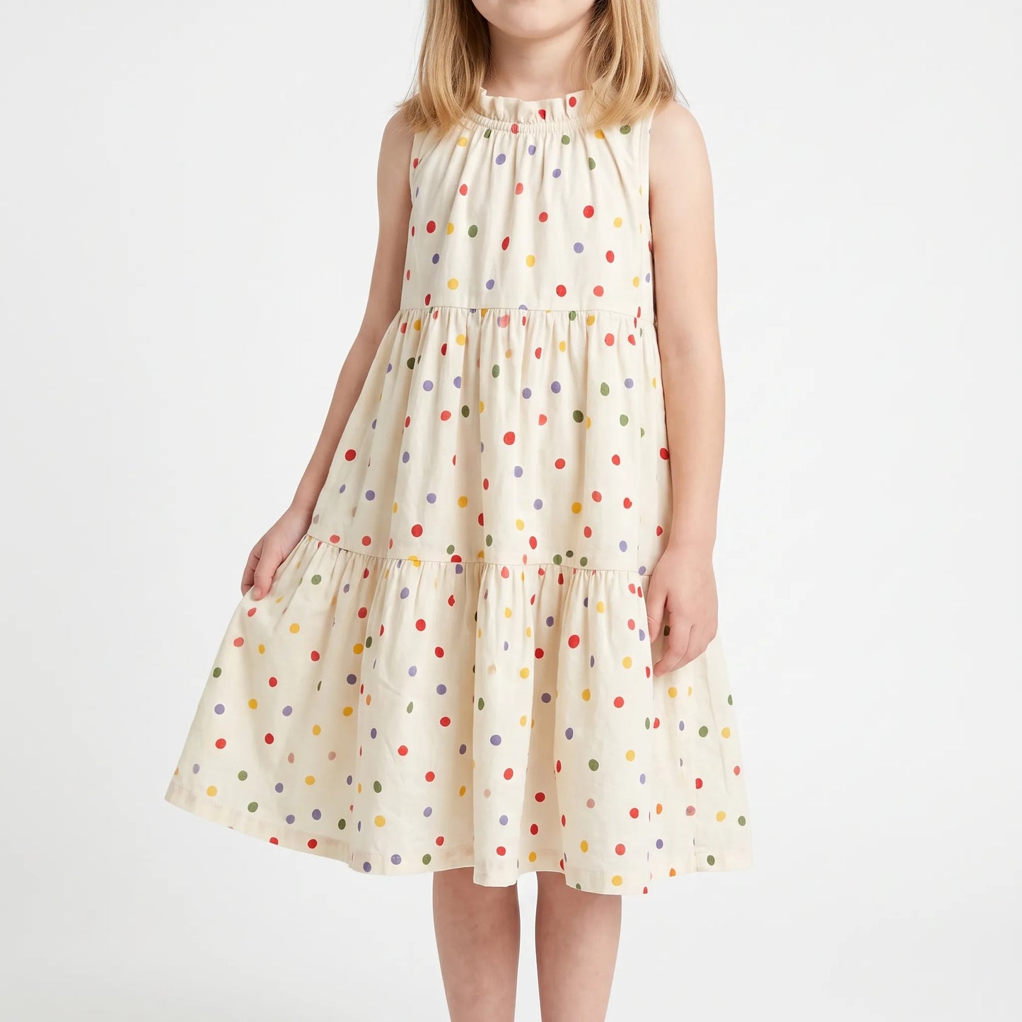 Stufen-Sommerkleid Polka Dots Ohne Ärmel - Dotella
