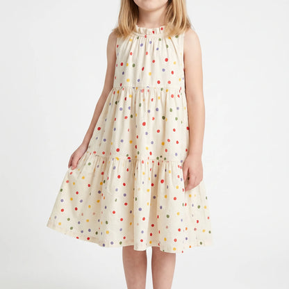 Stufen-Sommerkleid Polka Dots Ohne Ärmel - Dotella