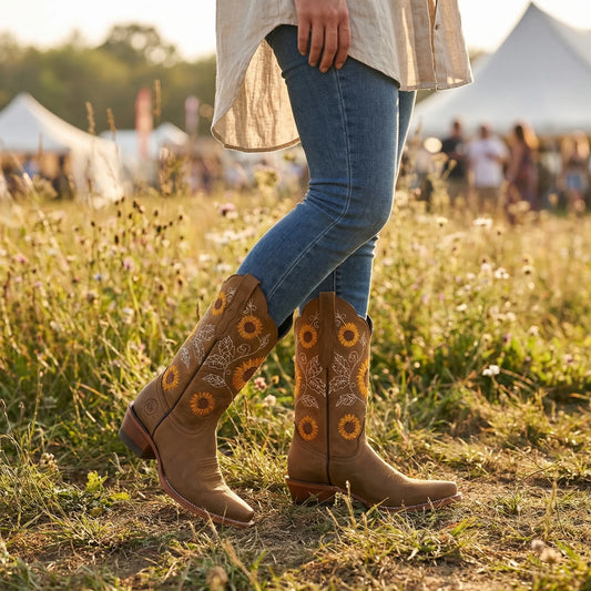 Sunflower Embroidered Western Cowboy Boot - Yvette