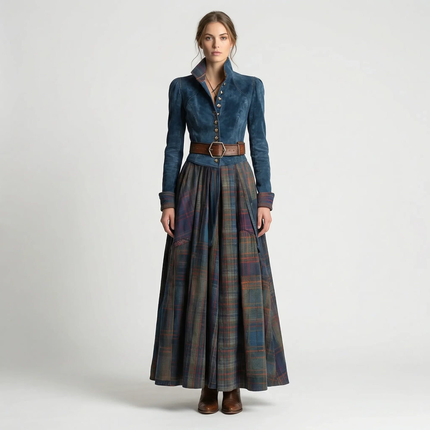 Tailliertes Maxikleid Mit Karorock - Kristen