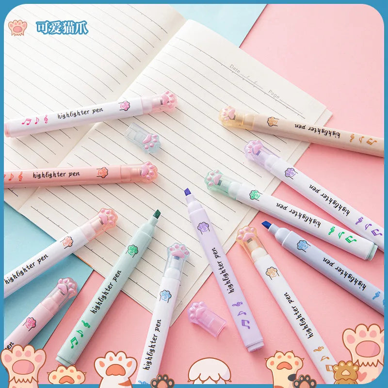 Textmarker Pastell Mit Katzenpfoten - Pawsima