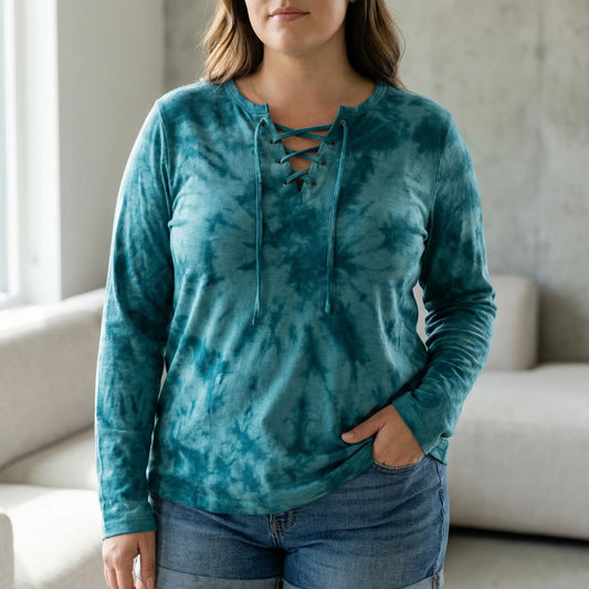 Tie-Dye Langarmshirt Damen In Großen Größen - Doreen