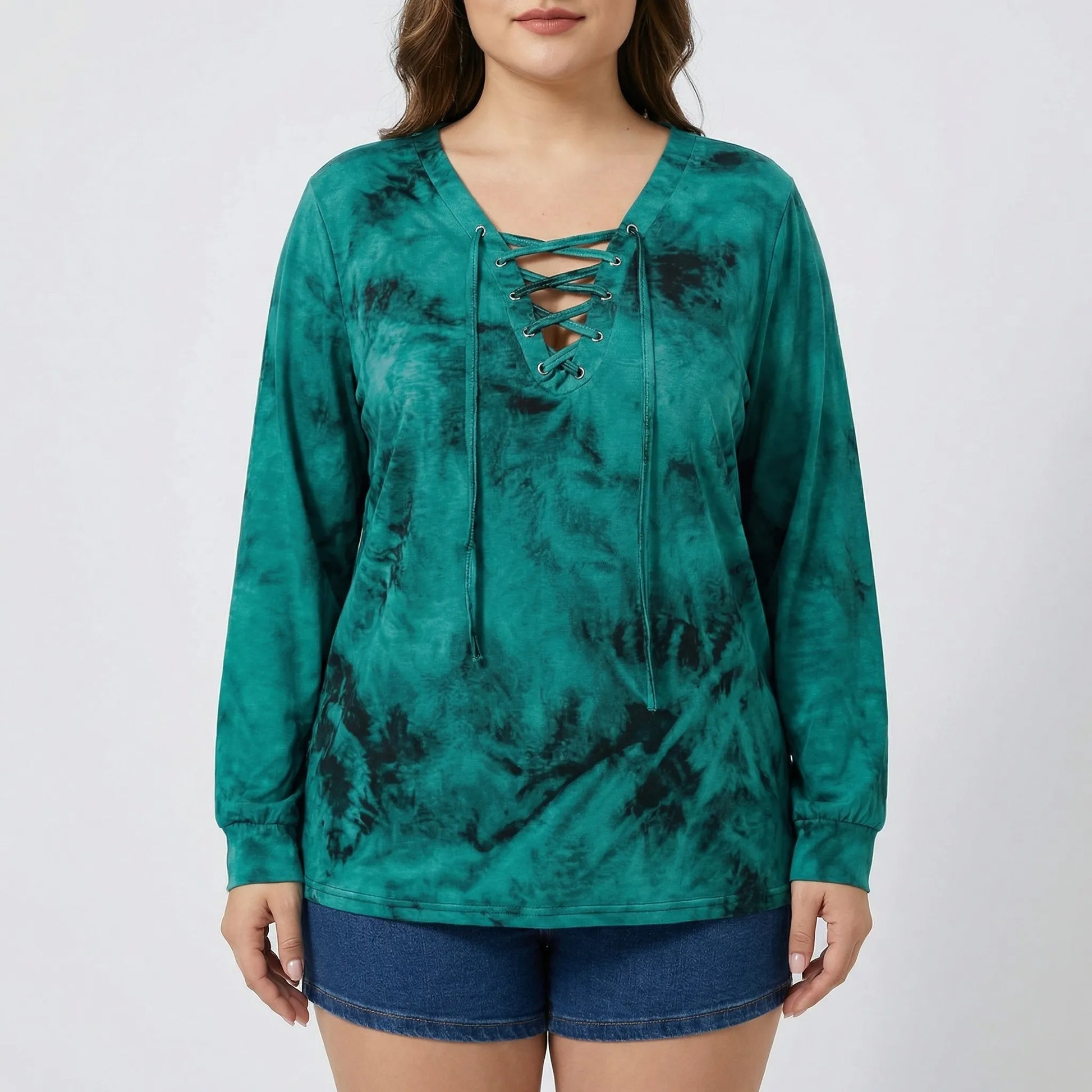 Tie-Dye Langarmshirt Damen In Großen Größen - Doreen