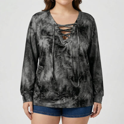 Tie-Dye Langarmshirt Damen In Großen Größen - Doreen