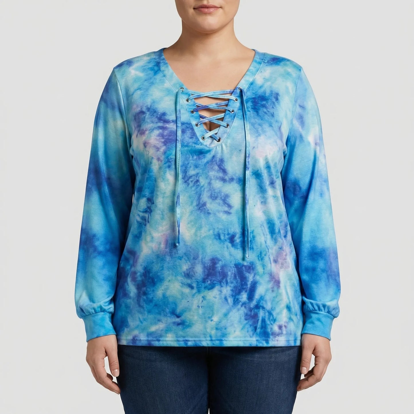 Tie-Dye Langarmshirt Damen In Großen Größen - Doreen