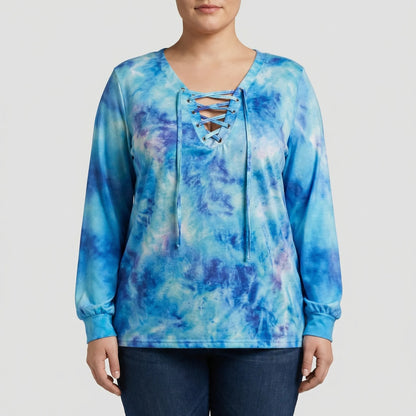 Tie-Dye Langarmshirt Damen In Großen Größen - Doreen