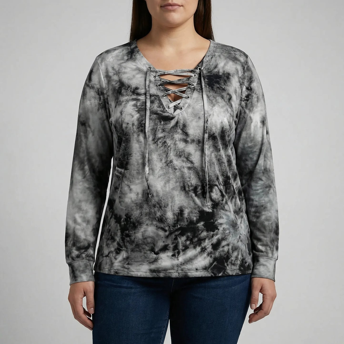 Tie-Dye Langarmshirt Damen In Großen Größen - Doreen