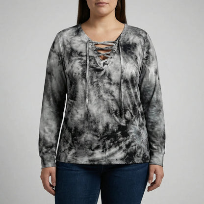 Tie-Dye Langarmshirt Damen In Großen Größen - Doreen