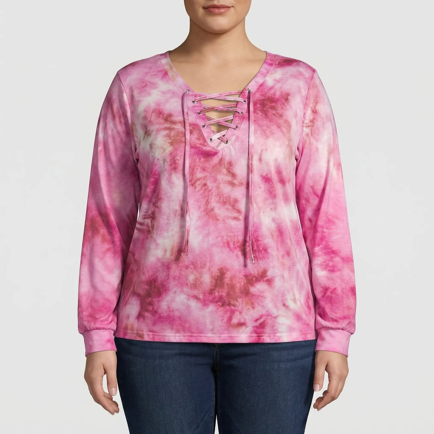 Tie-Dye Langarmshirt Damen In Großen Größen - Doreen