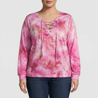 Tie-Dye Langarmshirt Damen In Großen Größen - Doreen
