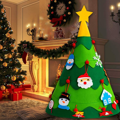 Weihnachtsbaum aus Filz zum Selbstgestalten – mit 30 Dekoelementen