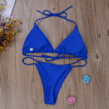 Triangle Top String Bikini Set - Tracy