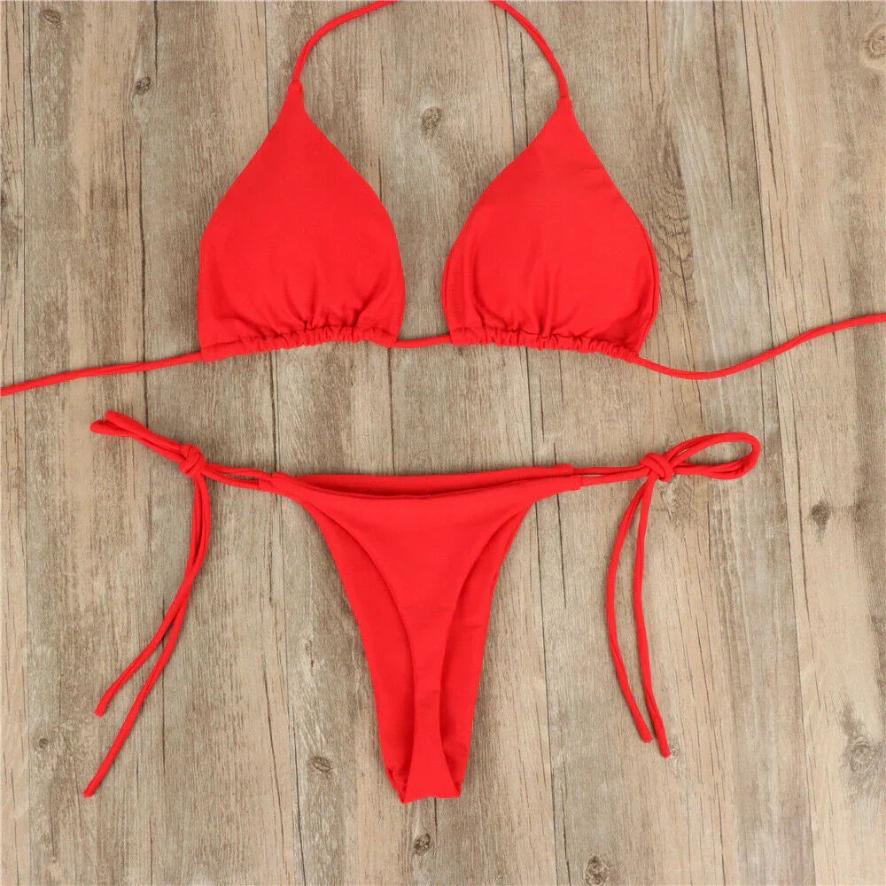Triangle Top String Bikini Set - Tracy