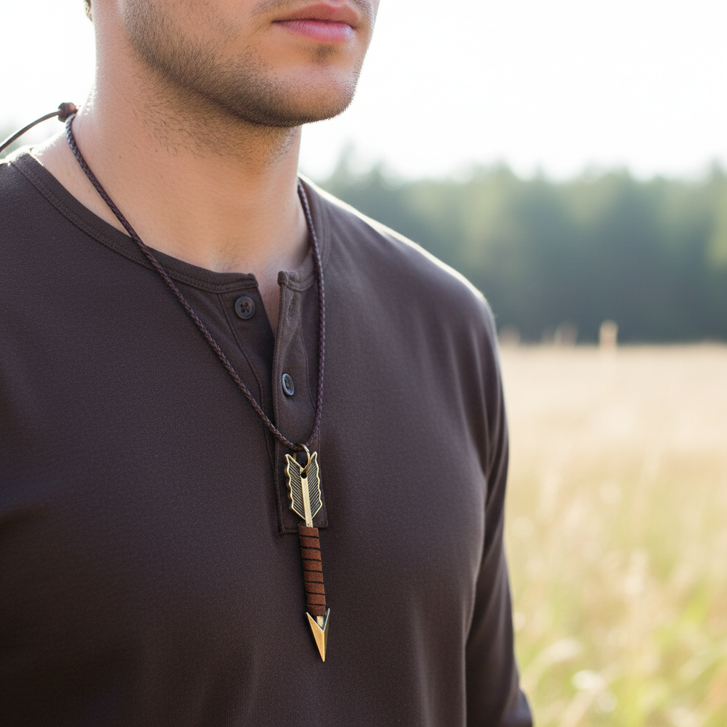 Unisex-Halskette Aus Leder - ArrowCharm