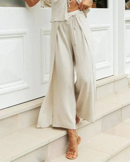 Baumwoll-Zweiteiler Damen Set mit Rundhals und Relaxhose – Tilda