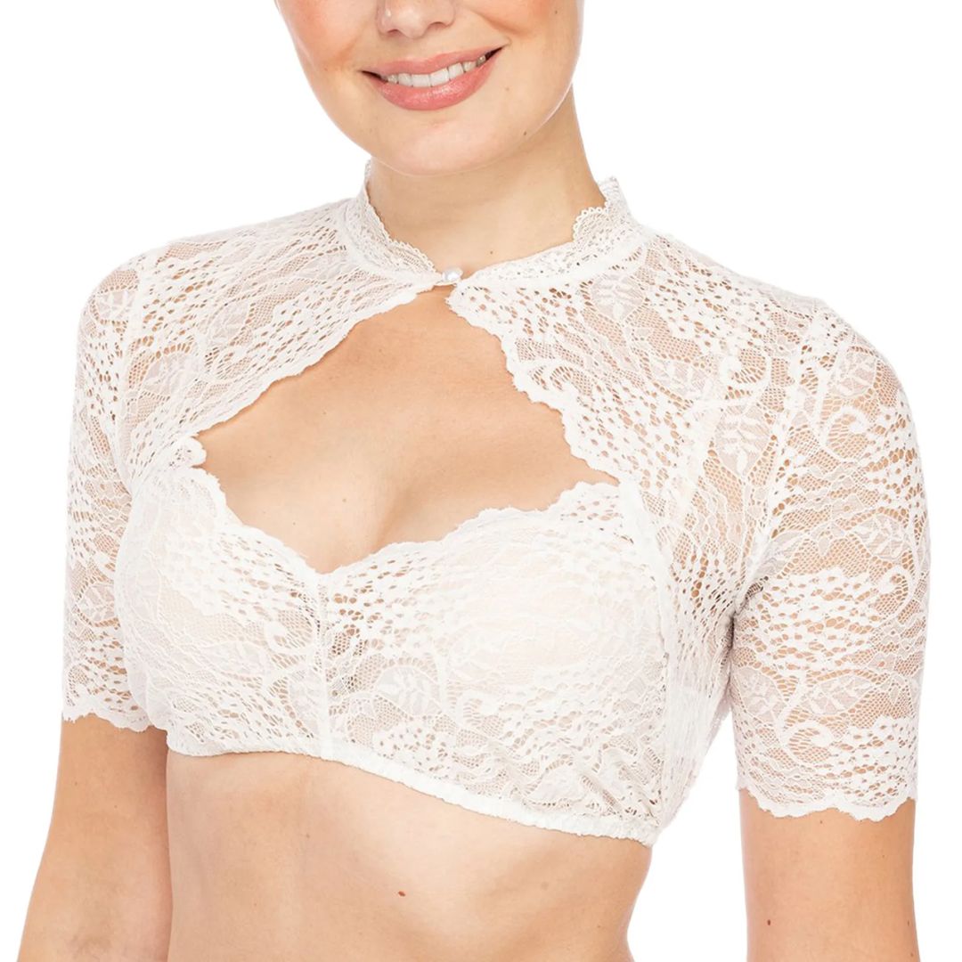 Trendy Dirndlbluse mit Spitze & Herzausschnitt für Damen – Alina - Oktoberfest 2025