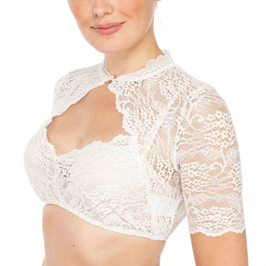 Trendy Dirndlbluse mit Spitze & Herzausschnitt für Damen – Alina - Oktoberfest 2025