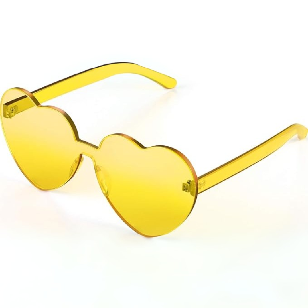 Trendige Herz-Sonnenbrille ohne Rahmen in Transparent-Optik - HerzBlitz
