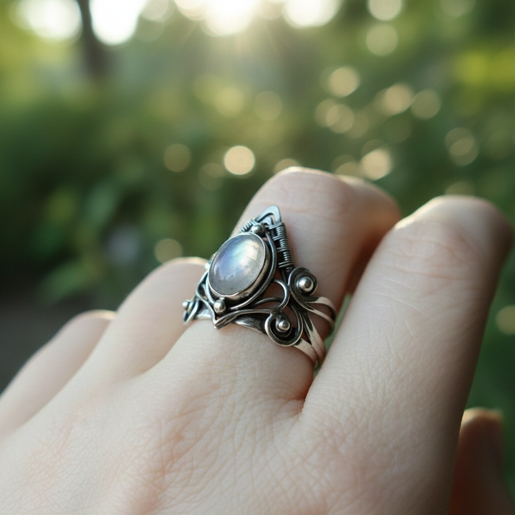 Vintage Mondsteinring - MoonstoneGlow