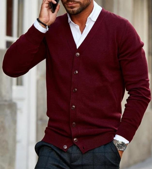 Vorgeformte V Hals Strickjacke - Gino