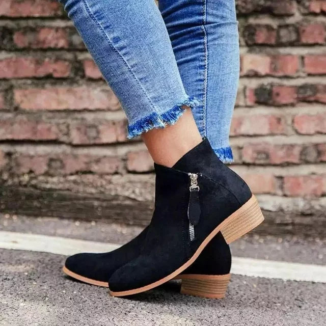 Herbstliche Damen Leder-Stiefeletten – Saphira